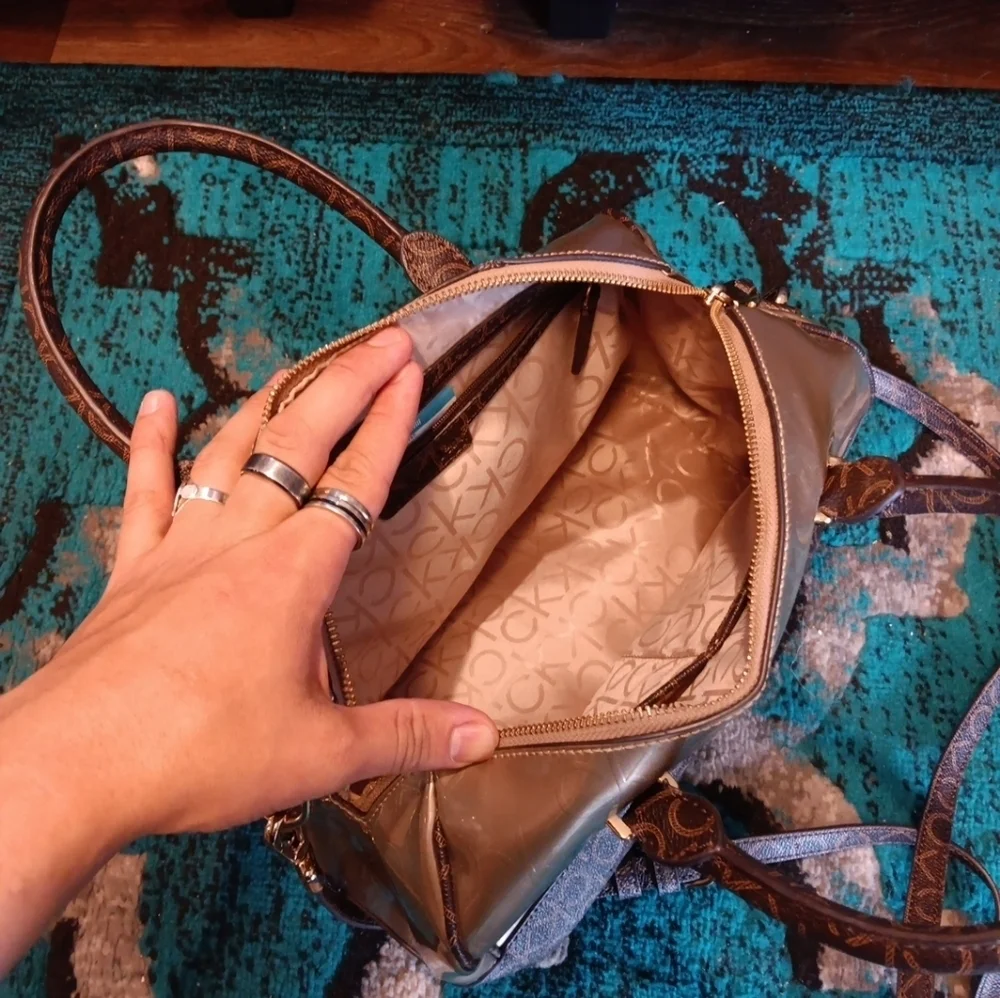 Calvin Klein Women's Silver and Brown Handbag